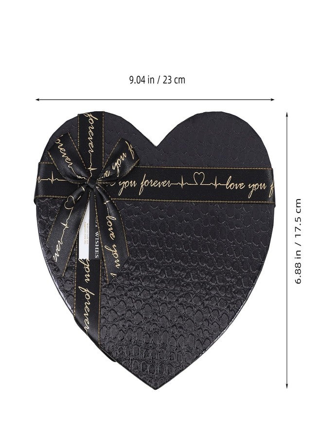 SHINEOFI Black Heart Shaped Box 9.06X6.89X3.54 Inches Valentine S Day Wedding Birthday Present Box for Jewelry Chocolates Flowers Packaging - Image 2